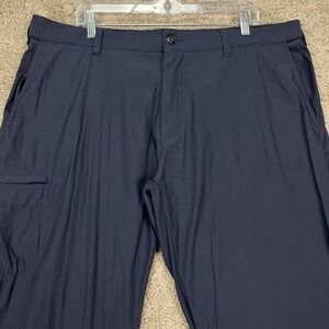 UB Tech Mens 40x32 Navy Blue Cargo Pants Zip Pockets Elastic Waist Union Bay